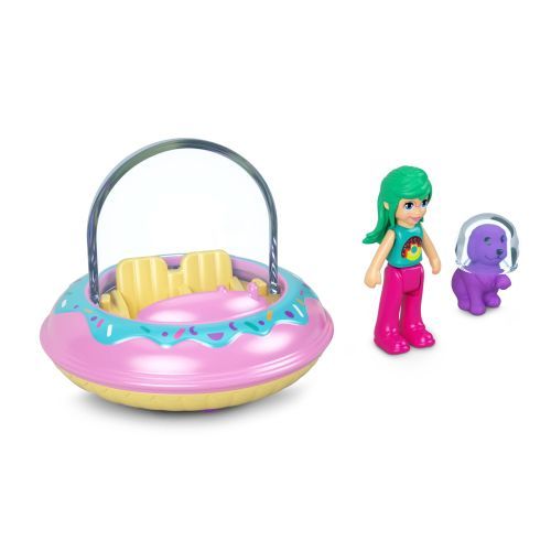 MATTEL Polly With Purple Dog And Ufo Polly Pocket Doll And Vehicle - .