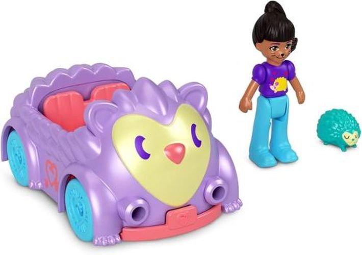 MATTEL Polly With Blue Animal And Purple Car Polly Pocket Doll And Vehicle - .