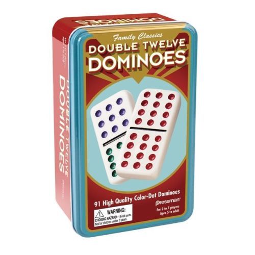 PRESSMAN Double 12 Dominos In A Tin Set - BOARD GAMES