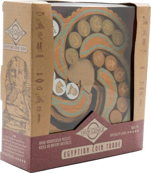 PROJECT GENIUS Egyptian Coin Trade Wood Brain Teaser - 