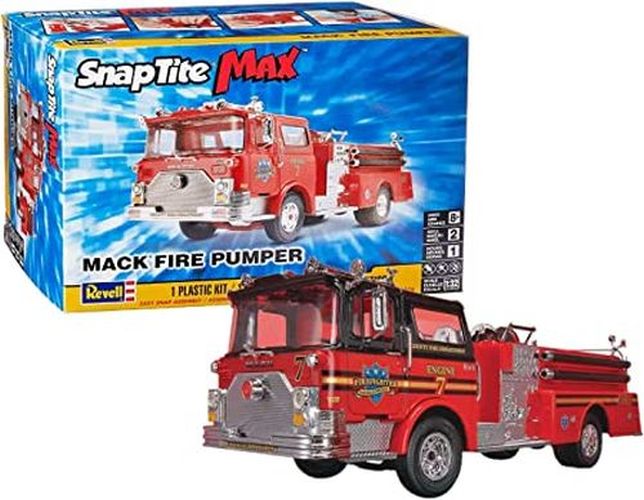REVELL-MONOGRAM Mack Fire Pumper Snap Tite Max 1/32 Scale Plastic Model Kit - 