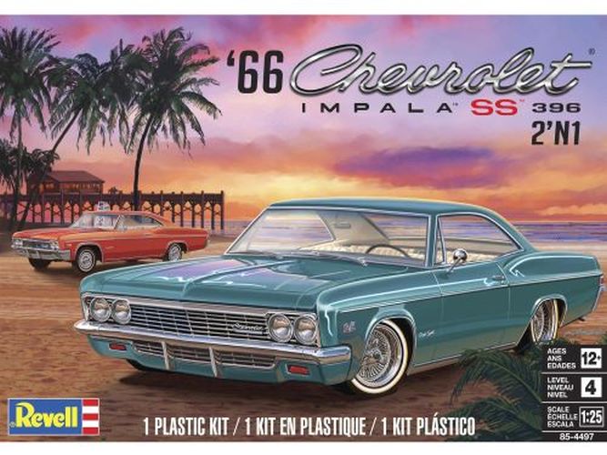 REVELL-MONOGRAM 1966 Chevy Impalla Ss Car 1:25 Scale Plastic Model Kit - 