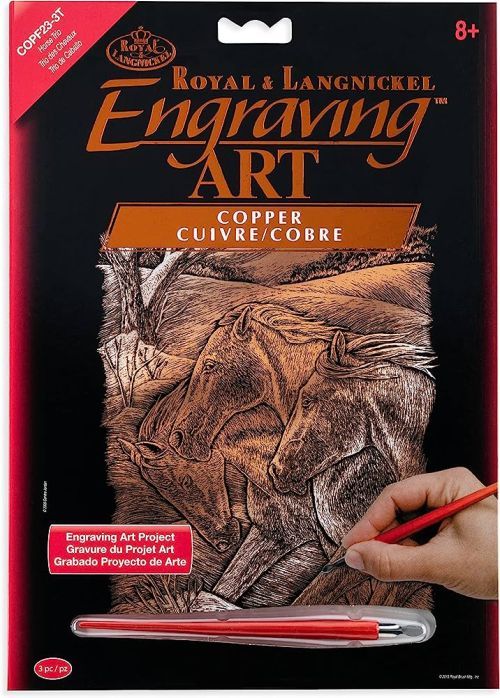 ROYAL LANGNICKEL ART Horse Trio Copper Foil Engraving Art Kit - CRAFT