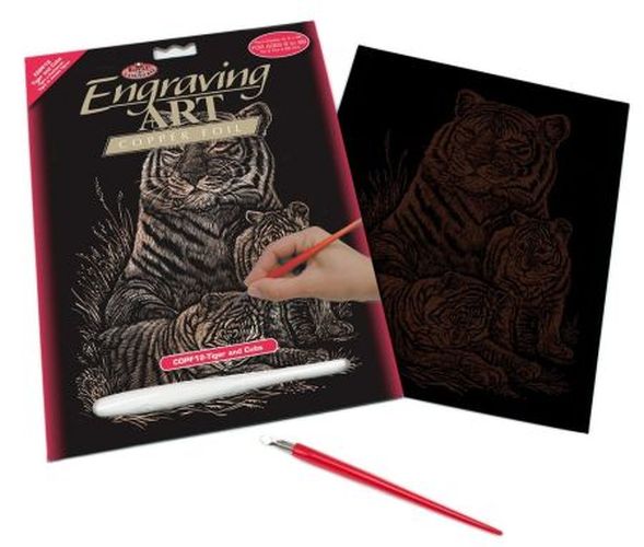 ROYAL LANGNICKEL ART Tiger And Cubs Copper Foil Engraving Art Kit - 