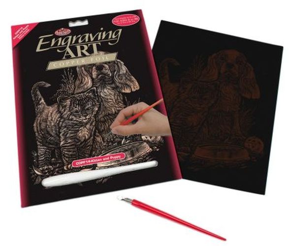 ROYAL LANGNICKEL ART Kitten And Puppy Copper Foil Engraving Art Kit - 