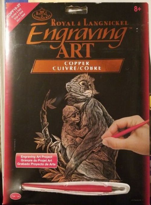 ROYAL LANGNICKEL ART Monkey And Baby Copper Engraving Art Kit - CRAFT