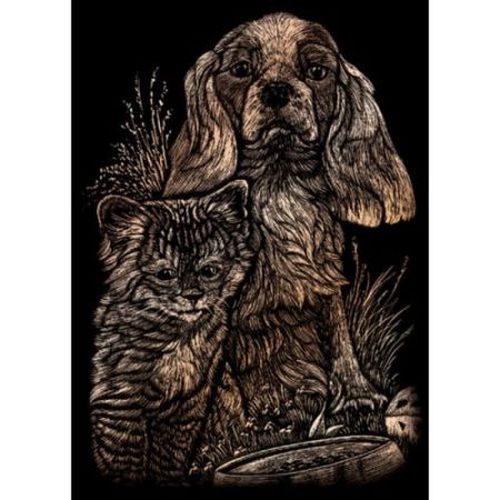ROYAL LANGNICKEL ART Kitten And Puppy Copper Foil Engraving Kit - 