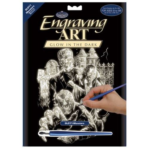 ROYAL LANGNICKEL ART Monsters Glow In The Dark Engraving Art Kit - 