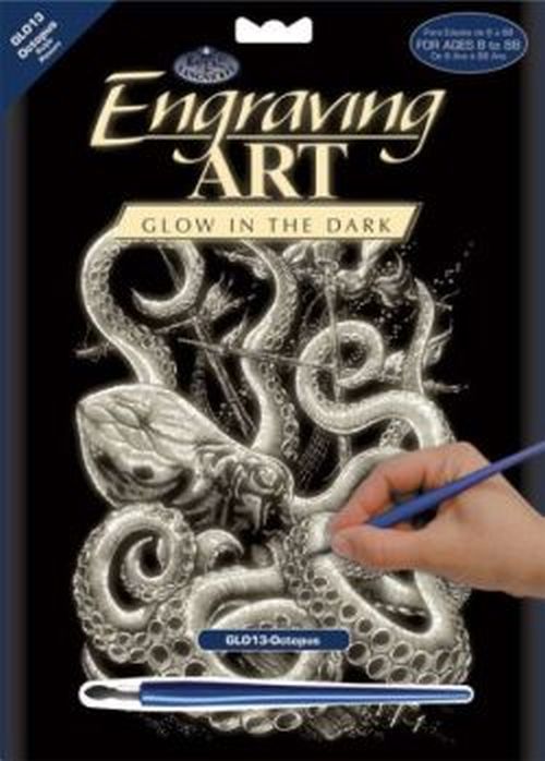 ROYAL LANGNICKEL ART Octopus Glow In The Dark Foil Engraving Art Kit - CRAFT