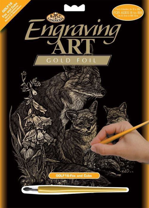 ROYAL LANGNICKEL ART Fox And Cubs Gold Foil Engraving Art Kit - CRAFT