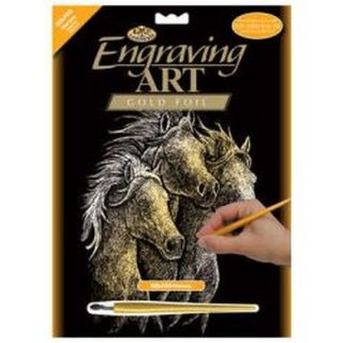 ROYAL LANGNICKEL ART Horses Gold Foil Engraving Set - 