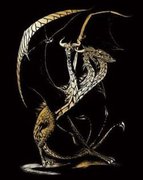 ROYAL LANGNICKEL ART 3 Headed Dragon Gold Foil Engraving Art