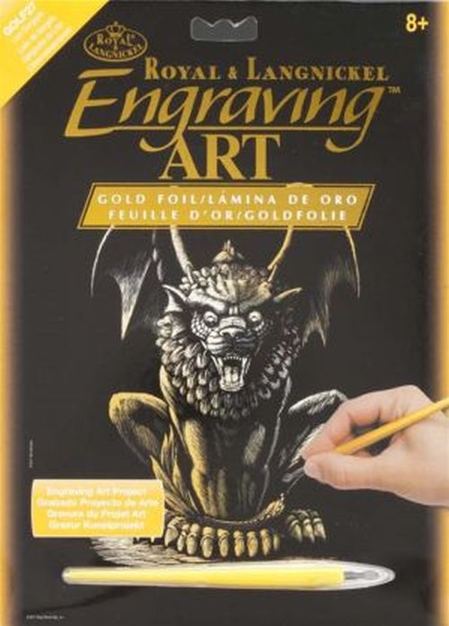 ROYAL LANGNICKEL ART Lion Gargoyle Gold Foil Engraving Art Kit - .