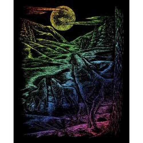ROYAL LANGNICKEL ART Howling Wolves Rainbow Foil Engraving Art - CRAFT