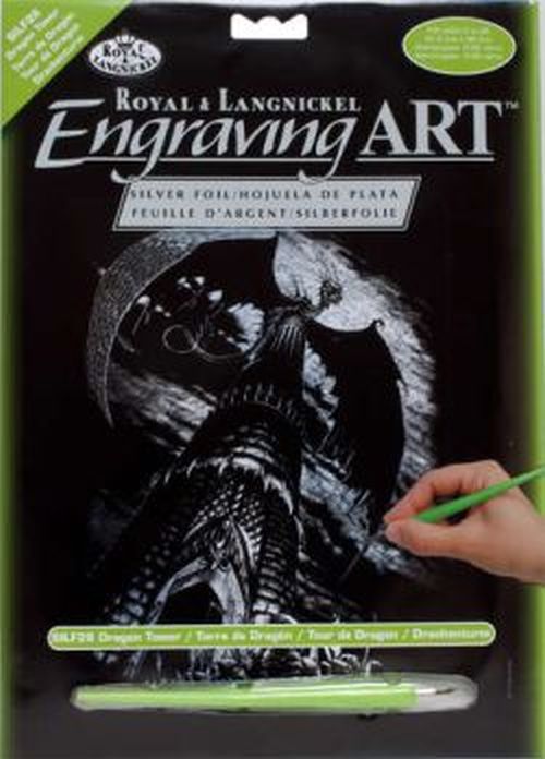 ROYAL LANGNICKEL ART Dragon Tower Silver Foil Engraving Art - .