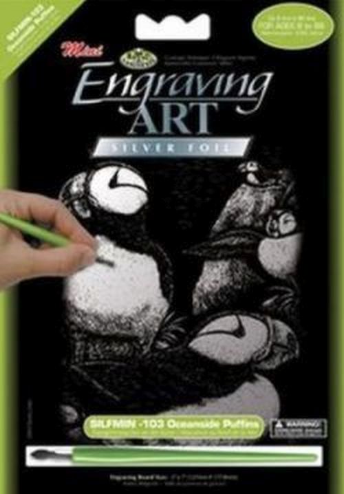 ROYAL LANGNICKEL ART Oceanside Puffins Silver Foil Engraving Art Kit - CRAFT