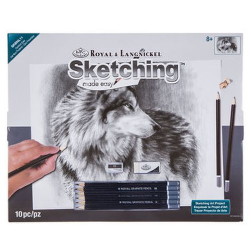 ROYAL LANGNICKEL ART Cautious Eyes Wolf Sketching Kit - .