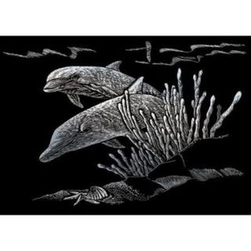 ROYAL LANGNICKEL ART Dolphin Reef Silver Foil Engraving Art - .