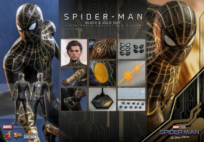 SIDESHOW Spider-man Black And Gold Suit 1/6th Scale Collectible Figure - COLLECTABLES