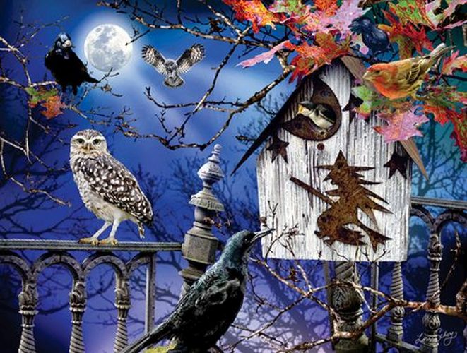 SUNSOUT Halloween Bird House Halloween 1000 Piece Puzzle