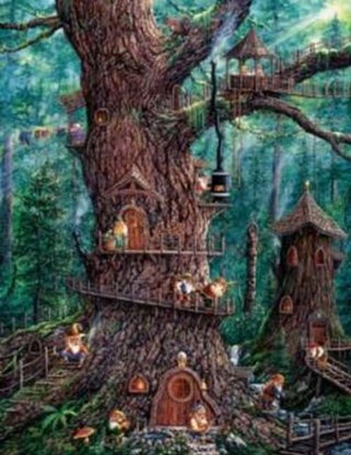 SUNSOUT 1000 Piece Forest Gnomes Puzzle By Jeff Tift - 