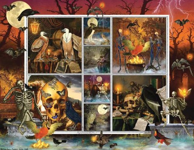 SUNSOUT Halloween Stamps Skeleton Dance Halloween 500 Piece Puzzle - PUZZLES