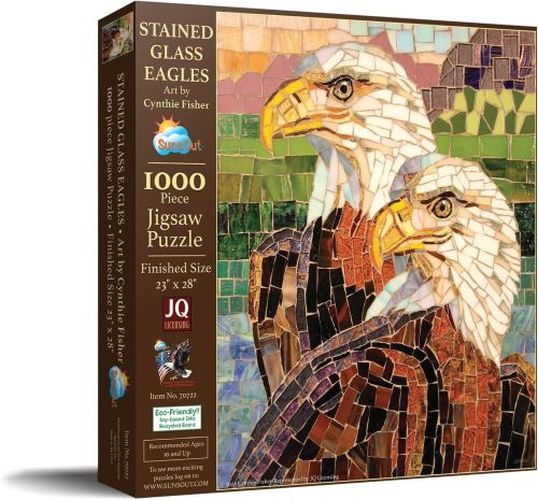 SUNSOUT Stained Glass Eagles 1000 Piece Puzzle - PUZZLES