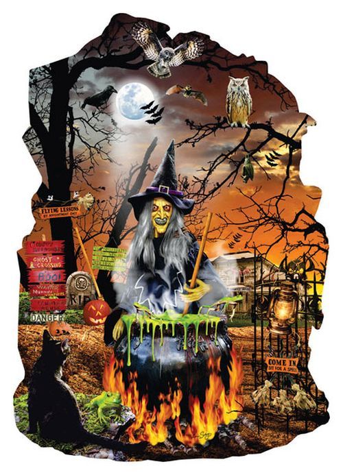 SUNSOUT Witchs Brew Special Shape Halloween 1000 Piece Puzzle - 