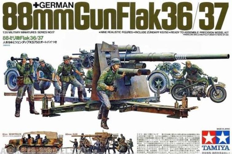 TAMIYA MODEL German 88mm Cannon Plastic Model Kit - MODELS