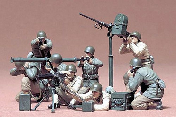 TAMIYA U.s. Gun And Mortar Team Set Figure 1/35 Scale Plastic Model Kit - .