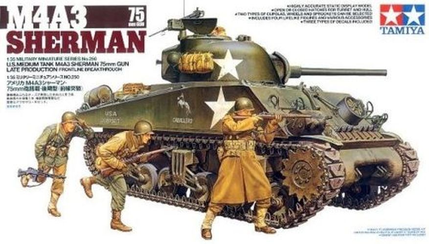 TAMIYA Us M4a3 Sherman Tank 1/35 Scale Plastic Model Kit - MODELS