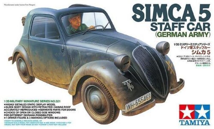 TAMIYA MODEL Simca 5 Staff Car German Army 1/35 Kit - MODELS