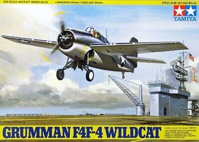 TAMIYA MODEL Grumman F4f-4 Wildcat Plane 1/48 Scale Kit - .