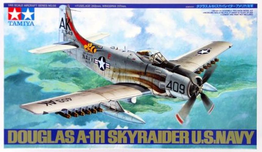 TAMIYA MODEL Douglas A-1h Skyraider Plane Plane 1/48 Scale Kit - .