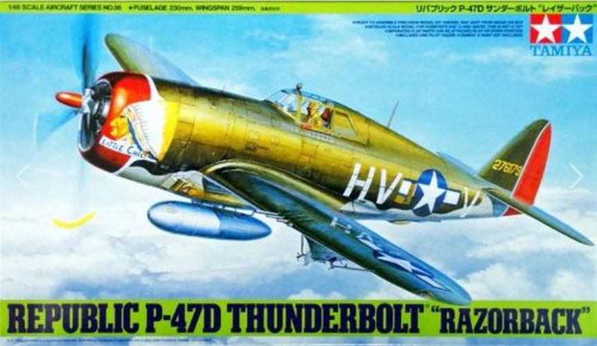 TAMIYA MODEL Republic P-47d Thunderbolt Razorback Plane 1/48 Kit - .