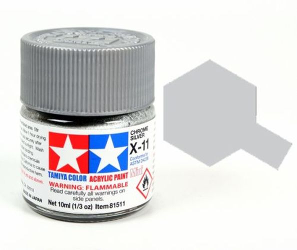 TAMIYA COLOR Chrome Silver X-11 Acrylic Paint 10 Ml - 