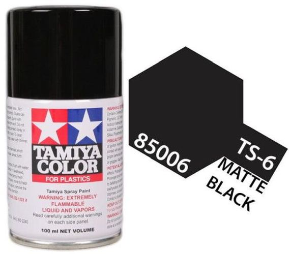 TAMIYA COLOR Matt Black Ts-6 Spray Paint - PAINT/ACCESSORY