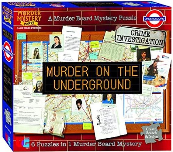 UNIVERSITY GAMES Murder On The Underground 6 In 1 Puzzle Murder Board Mystery Party Game - .